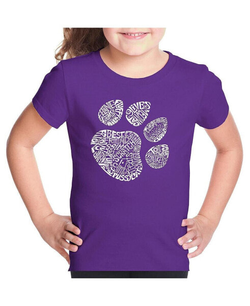 Big Girl's Word Art T-shirt - Cat Paw