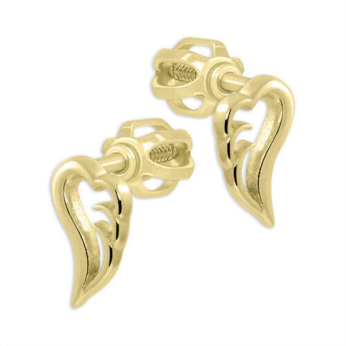 Dainty earrings in yellow gold Angel wings 231 001 00662