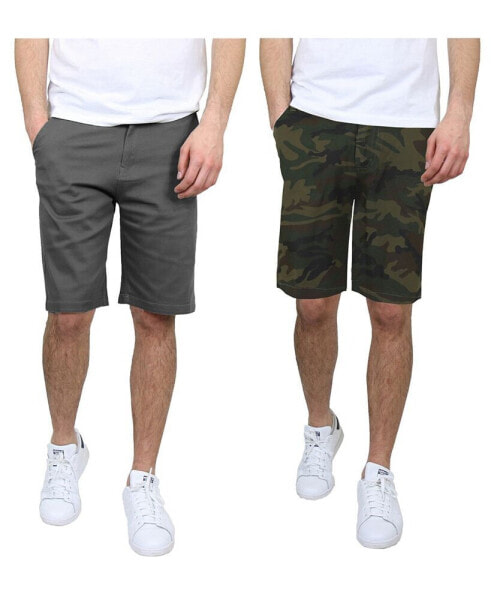 Men's 5 Pocket Flat Front Slim Fit Stretch Chino Shorts, Pack of 2