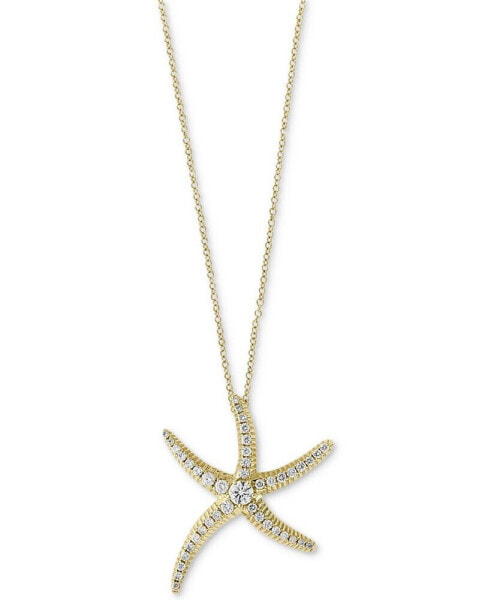 Seaside by EFFY® Diamond Pavé Starfish Pendant Necklace (1/2 ct. t.w.) in 14k Gold