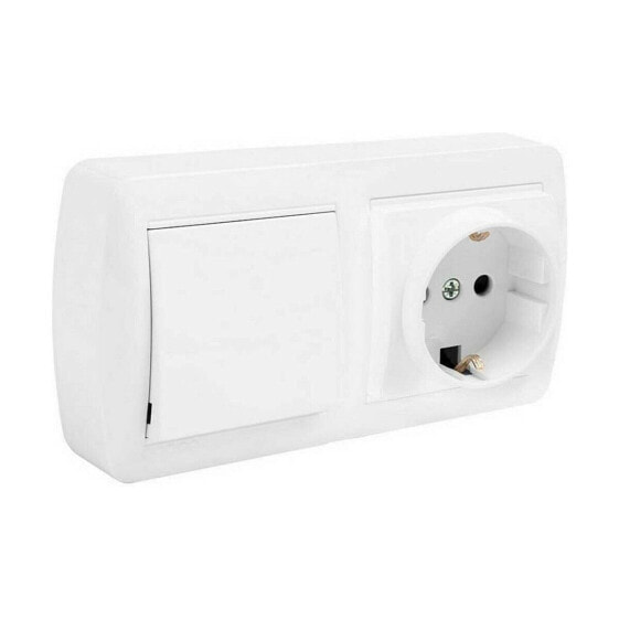 Plug socket Solera mur96u Double Bipolar Interrupter/Commutator Shutter view White Surface 250 V 16 A