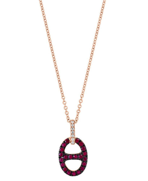 EFFY® Ruby (1/3 ct. t.w.) & Diamond Accent 18" Pendant Necklace in 14k Rose Gold