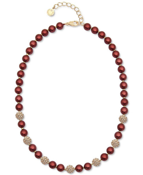 Charter Club gold-Tone Pavé Fireball & Imitation Pearl Collar Necklace, 17" + 2" extender, Created for Macy's