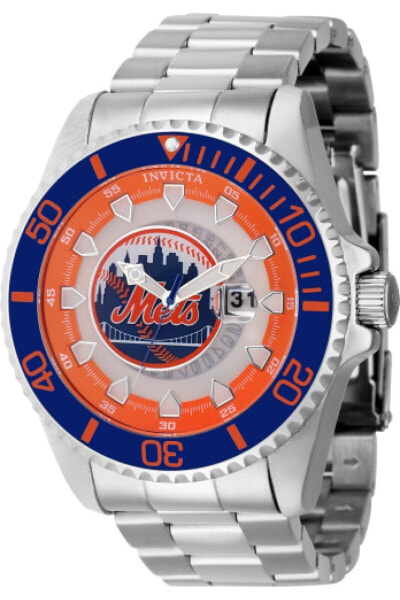 Invicta Men's 43471 MLB New York Mets Quartz Orange Silver White Blue Dial Wa...