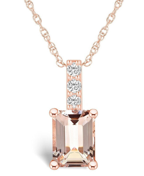 Morganite (1-3/8 Ct. T.W.) and Diamond Accent Pendant Necklace in 14K Rose Gold