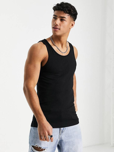 River Island muscle fit vest in black