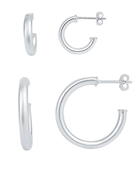 Warm Brushed Duo C Hoop Earring Set of 2