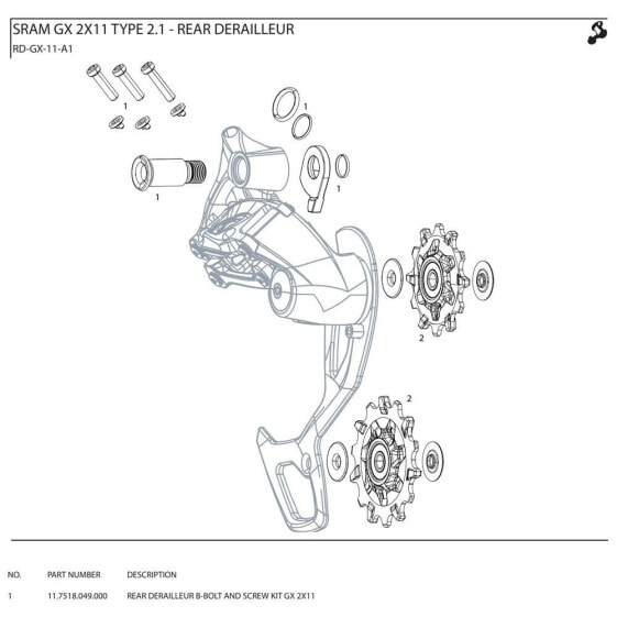 SRAM Rear Derailleur GX 2x11 B-Bolt And Screw Kit