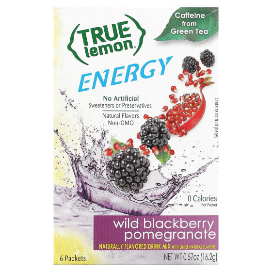 True Lemon, Energy, Wild Blackberry Pomegranate, 6 Packets, 0.095 oz (2.7 g) Each