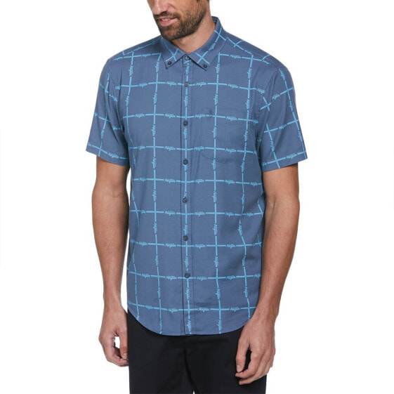 ORIGINAL PENGUIN Tencel Aop Grid Logo short sleeve shirt