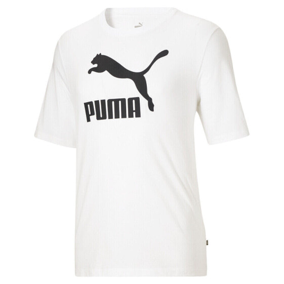 Puma Classics Logo Crew Neck Short Sleeve T-Shirt Big Tall Mens White Casual Top