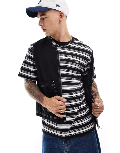 Dickies seasonal striped t-shirt in black and white