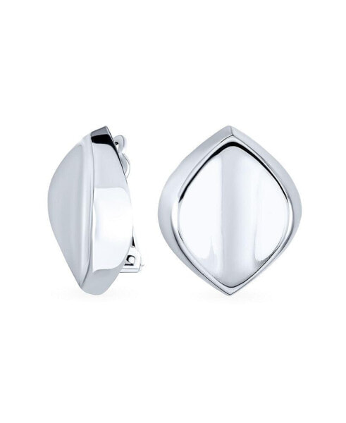 Minimalist Oval Concave Clip On Earrings For Women Non Pierced Ears Sterling Silver Alloy Clip