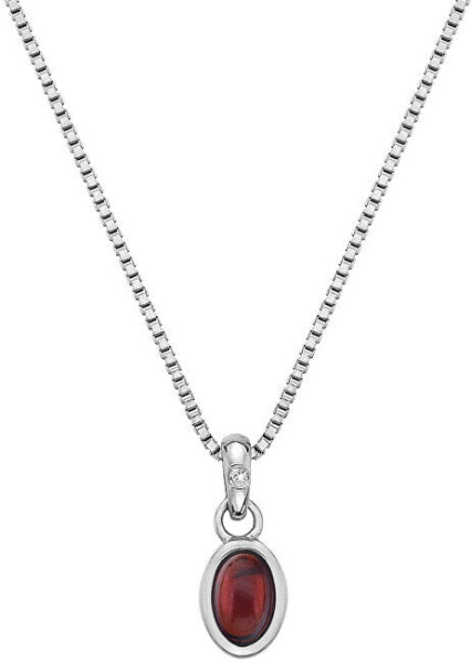 Silver necklace for births in January Birthstone DP754