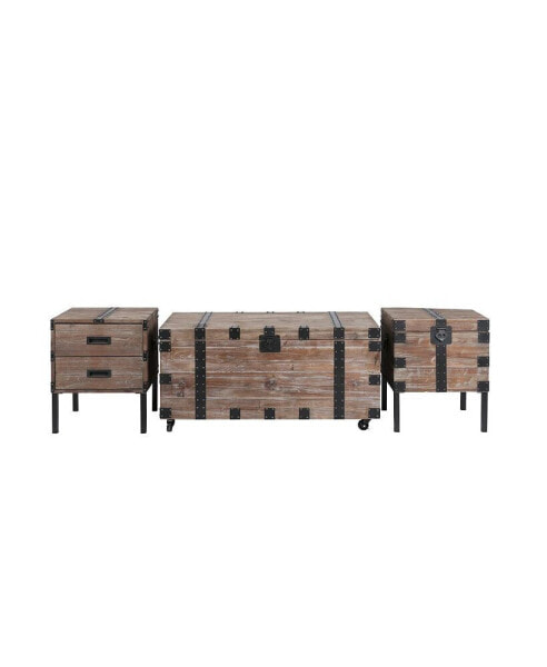 Gray Trunk Table Set with Large Storage