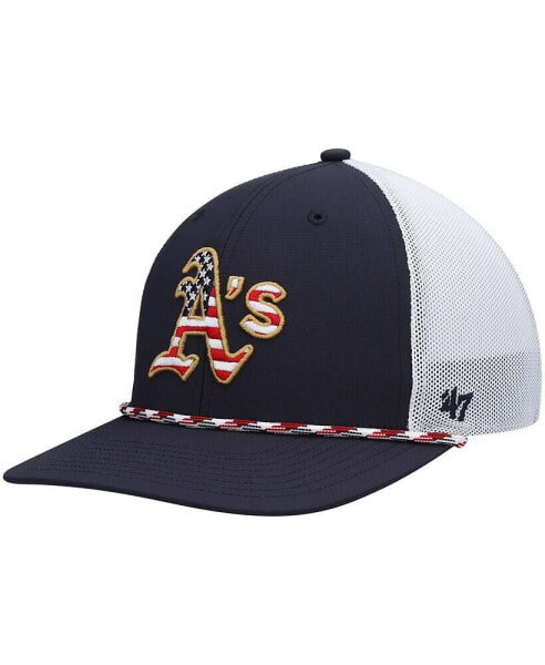 Men's '47 Navy, White Oakland Athletics Flag Fill Trucker Snapback Hat