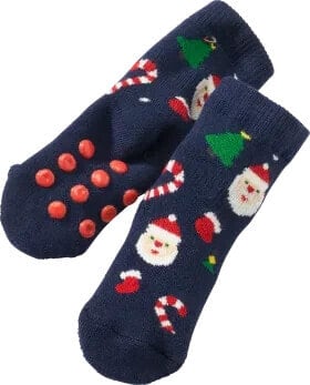 ABS Socken mit Weihnachts-Muster, blau & rot, Gr. 19/22, 1 St