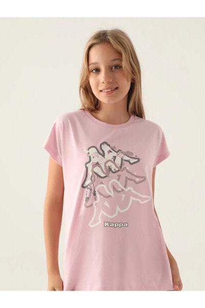 Футболка для малышей Kappa Для девочек Тишет 5-15 лет Пыльно-розовая