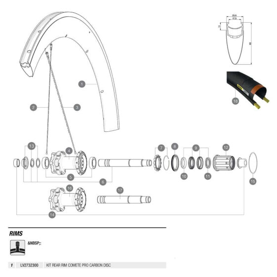 MAVIC Comete Pro Carbon Disc Rear Rim kit