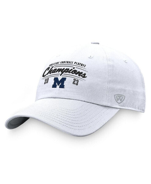 Men's White Michigan Wolverines College Football Playoff 2023 National Champions Script Crew Adjustable Hat