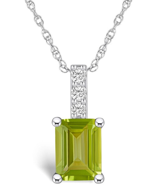 Peridot (1-3/4 Ct. T.W.) and Diamond Accent Pendant Necklace in 14K White Gold