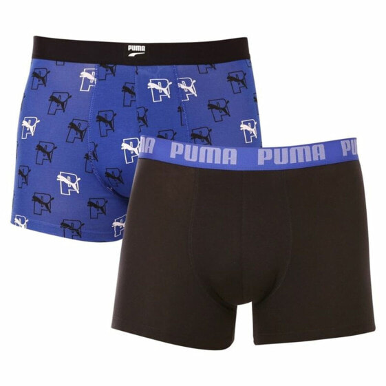 Men's Boxer Shorts Puma Cat Aop 2 Units Blue Black