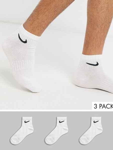 Nike Training 3 pack unisex ankle socks in white