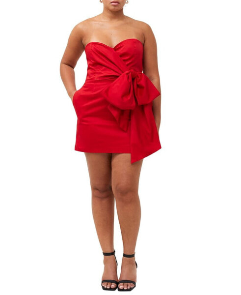 Women's Strapless Bow-Waist Mini Dress