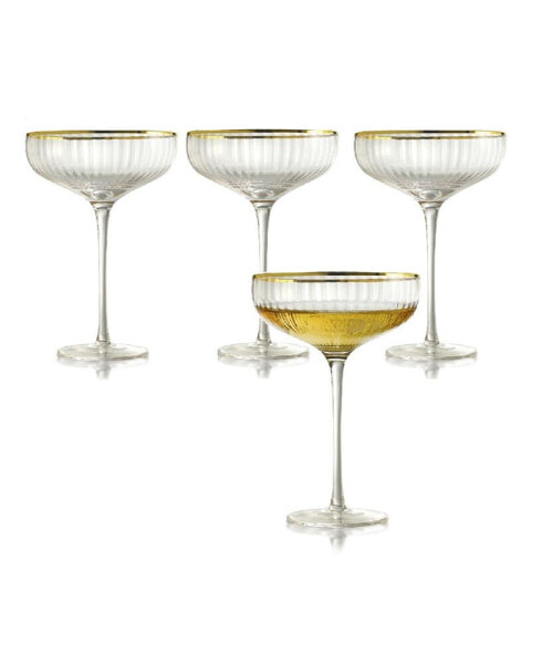 Rocher Cocktail Coupe Glasses, Set of 4, 12.5 Oz