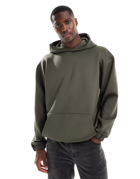 ASOS DESIGN oversized scuba hoodie in khaki