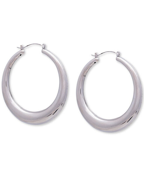 Silver-Tone Large Graduated Tubular Hoop Earrings, 2.5"