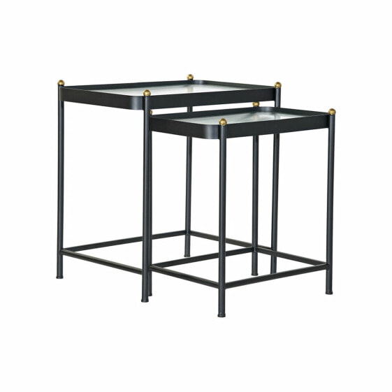 Вспомогательный стол DKD Home Decor Чёрный Металл Стеклянный (2 pcs)