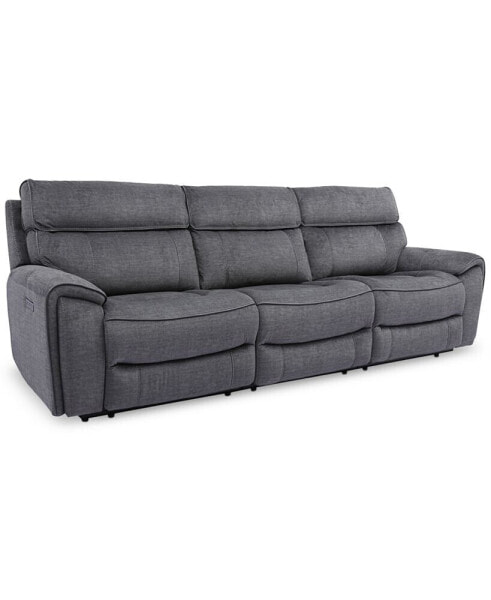 Hutchenson 3-Pc. Fabric Sectional with 2 Power Recliners and Power Headrests