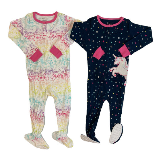 Member's Mark Baby Girl's Snug Fit 2-Pack Favorite Footed Pajamas