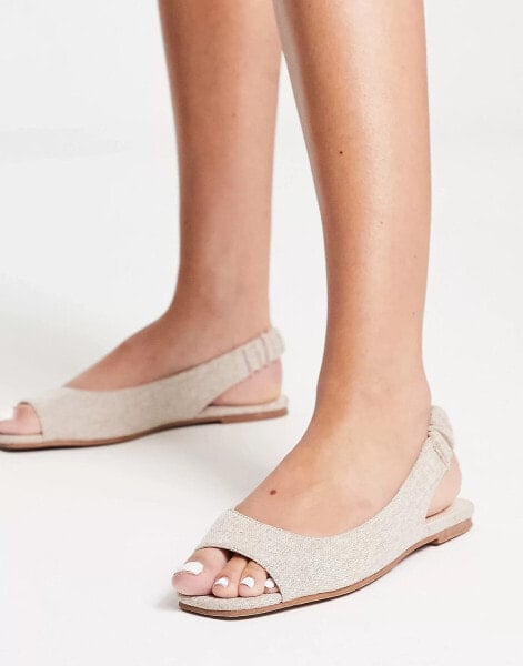 ASOS DESIGN Lemonade peep toe ballet flats in natural fabrication