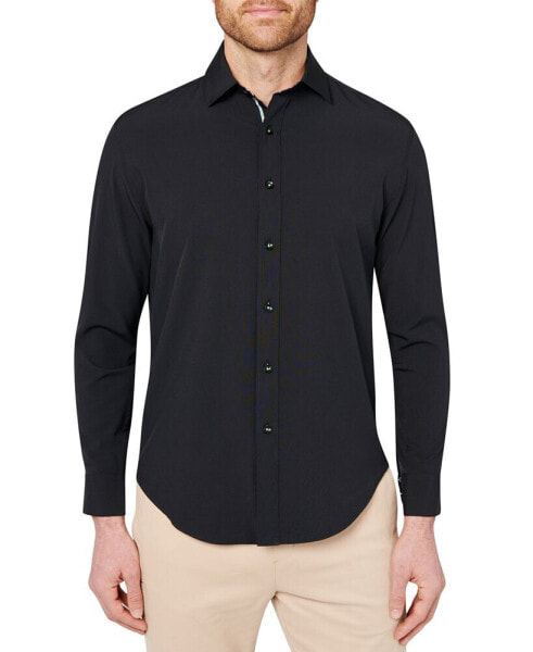 Men's Slim Fit Non-Iron Solid Performance Stretch Button-Down Shirt