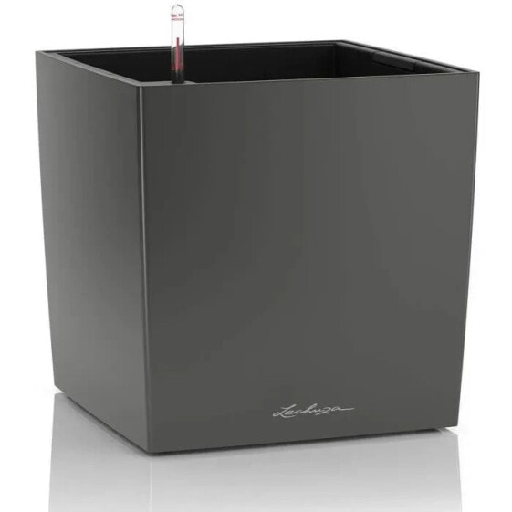 LECHUZA Cube Premium 40 Blumentopf - Komplettset, Anthrazit metallic