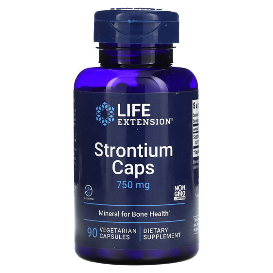 Life Extension, Strontium Caps (Стронций в капсулах), минерал для здоровья костей, 250 мг, 90 вегетарианских капсул