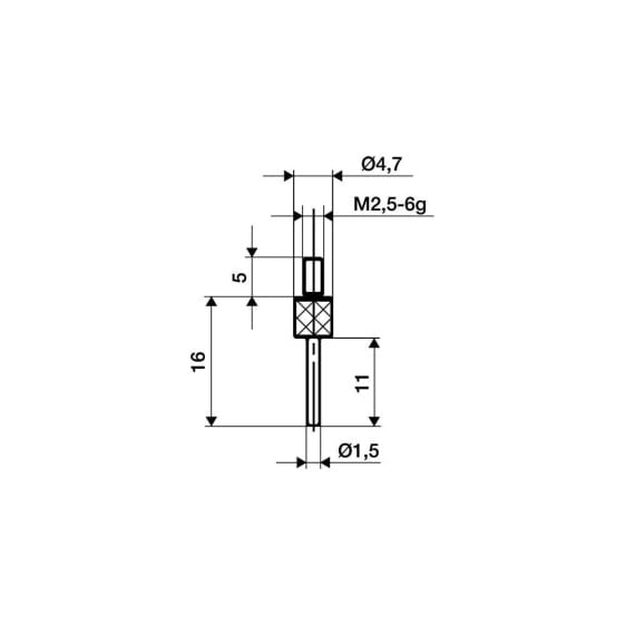 Käfer Messeinsatz Ø 1,5 mm Länge 11 mm Stift M2,5 Hartmetall passend zu Messuhren