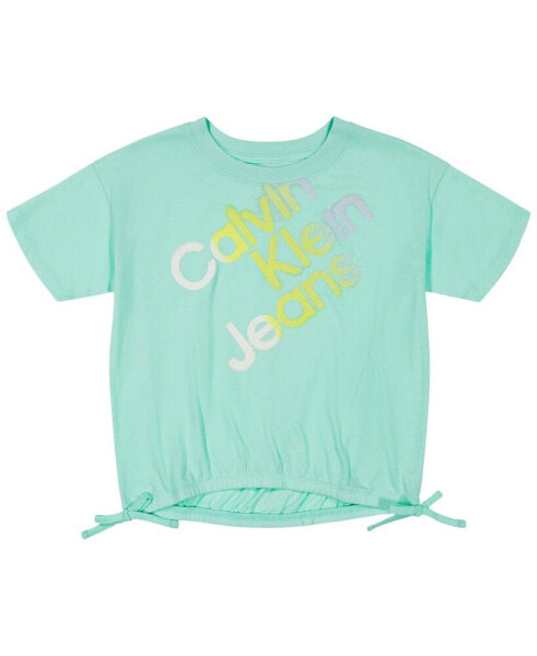 Футболка для малышей Calvin Klein Gradient Logo, с узором, футболка с завышенной талией