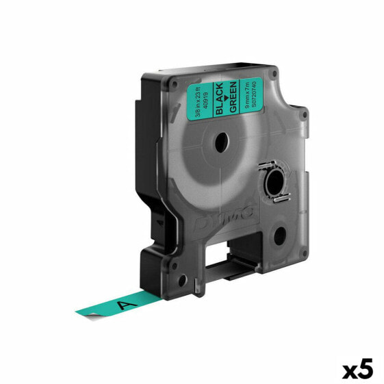 Ламинированная лента для фломастеров Dymo D1 40919 9 mm LabelManager™ Чёрный Зеленый (5 штук)