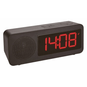 TFA Dostmann Radio-controlled clock with radio TUNE, Digital alarm clock, Rectangle, Black, Plastic, FM, Battery