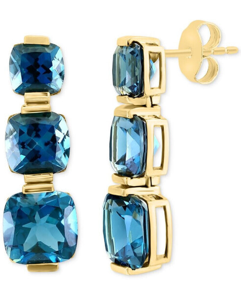 EFFY® London Blue Topaz Graduated Drop Earrings (10-3/4 ct. t.w.) in 14k Gold