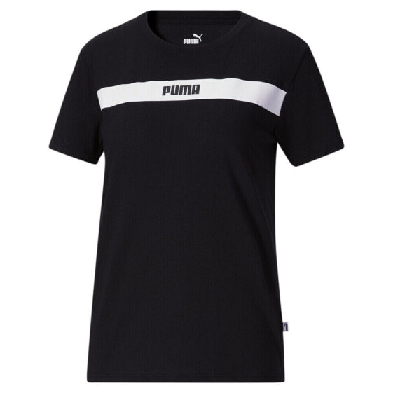 Puma Upfront Line Crew Neck Short Sleeve T-Shirt Womens Black Casual Tops 678752