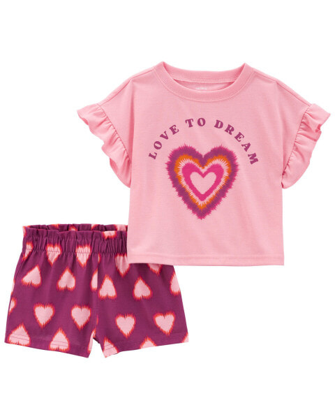 Toddler 2-Piece Love To Dream Heart Loose Fit Pajama Set 5T