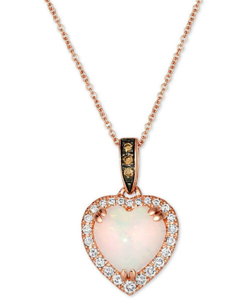 Le Vian chocolatier® Neopolitan Opal (1-7/8 ct. t.w.) & Diamond (1/4 ct. t.w.) Heart Pendant Necklace in 14k Rose Gold, 18" + 2" extender