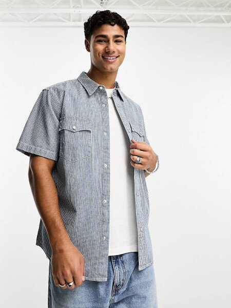 Levi's relaxed fit western stripe shirt in blue