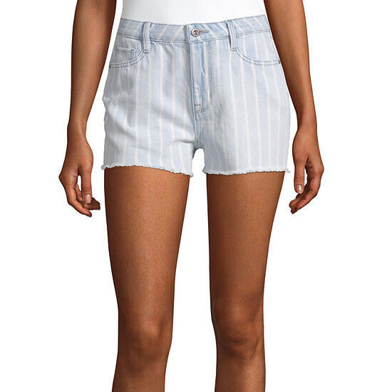 Arizona Women's Shorts Size 7 Hi-Rise Denim Short Stripe New