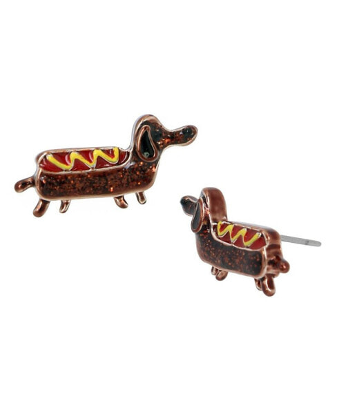 Серьги Betsey Johnson Hot Dog Dachshund