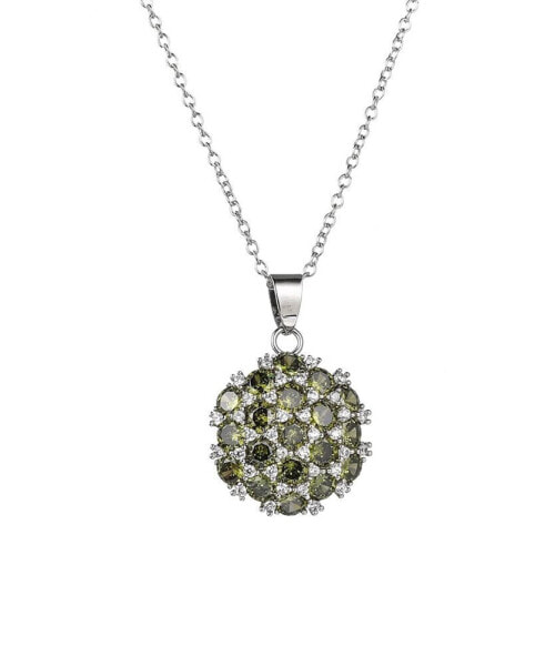 Silver-Tone Olive Flower Cluster Pendant Necklace
